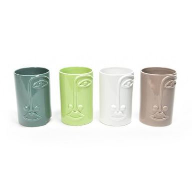 VASO DECORO FIORI IN RILIEVO D.13XH21CM