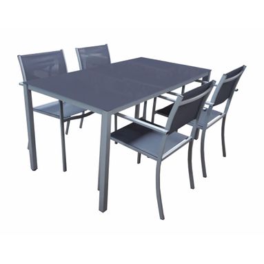 SET TAVOLO ARMENIA 150X80 CON 4POLTRONE IN METALLO