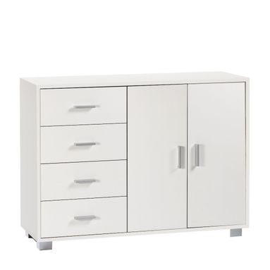 MOBILE 2 ANTE 4 CASSETTI KIT 116X41XH86CM STRUTTURA BIANCO FIAMMATO FRONTALE BIANCO FIAMMATO