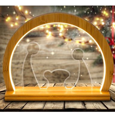 NATIVITA GROTTA PLEXI 30XH26CM IN LEGNO CON LED