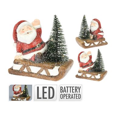 BABBO NATALE LED SU SLITTA 12CM IN 2 MODELLI.