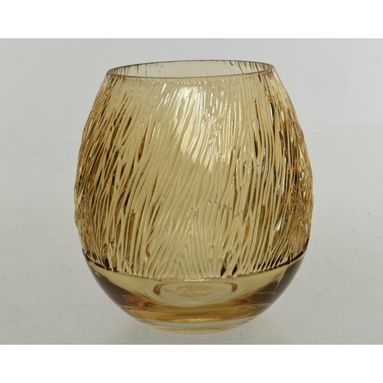 VASO IN VETRO D.16XH17CM MARRONE EFFETTO STRIATO