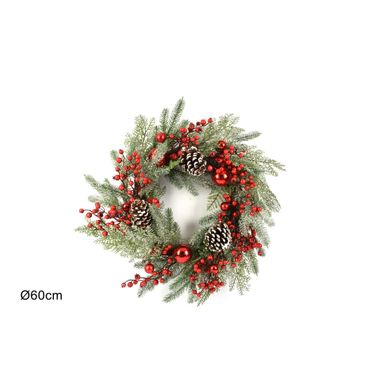 DIETROPORTA D.60CM AGHIFOGLIO E SFERE ROSSE