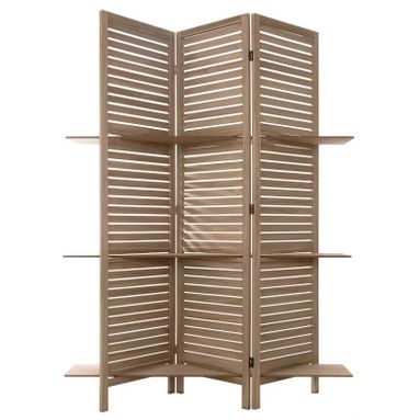 PARAVENTO 120XH170CM MARRONE IN LEGNO CON 3 RIPIAN
