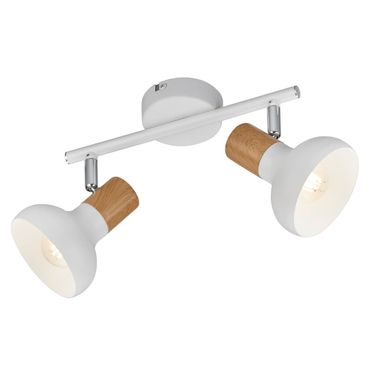 BARRA 2 SPOT LATIKA E14 30CM BIANCO / LEGNO.