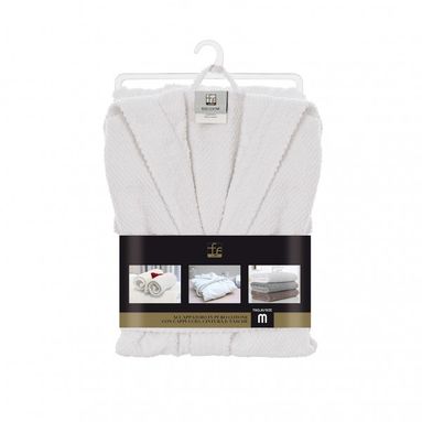 ACCAPPATOIO BIANCO IN COTONE CON CAPPUCCIO.