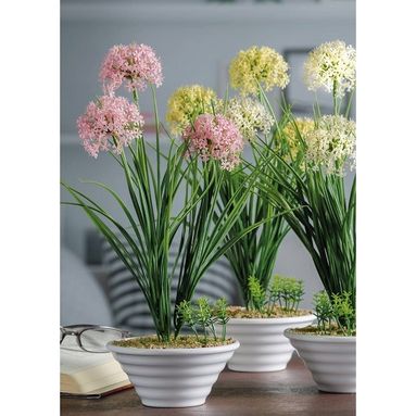 VASO CON FIORI D.12XH32CM IN 3 COLORI