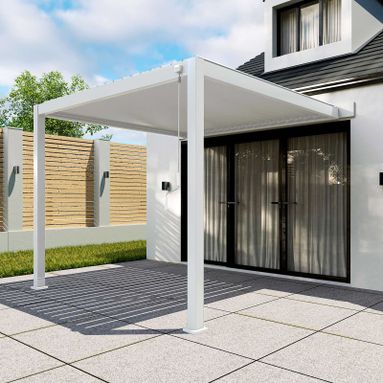 PERGOLA BIOCLIMATICA ADDOSSATA 304X287XH250CM BIANCO RAL 9016 IN ALLUMINIO