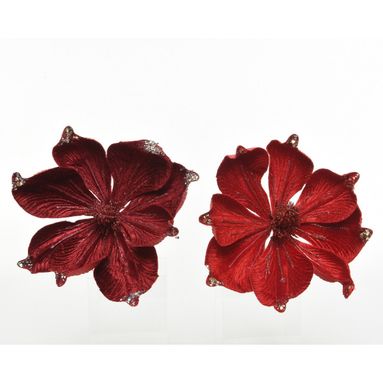 FIORE ROSSO PORPORA ASSORTITO CON CLIP E GLITTER.