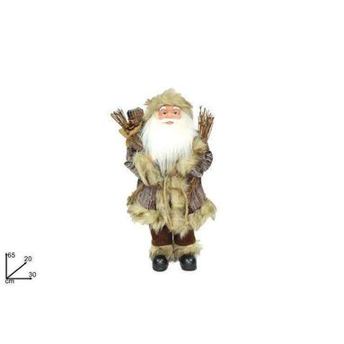 BABBO NATALE 65CM TESSUTO COUNTRY CON TRONCHI