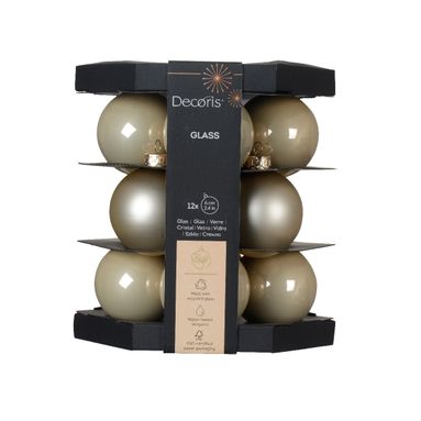 SFERE NATALIZIE 6CM PERLA 12PZ IN VETRO..