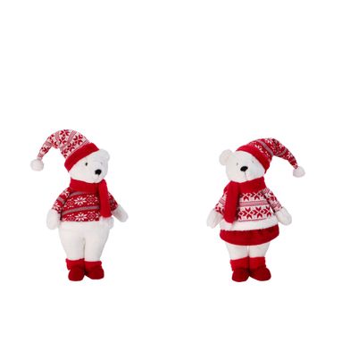 ORSO POLARE H70CM ROSSO-BIANCO..