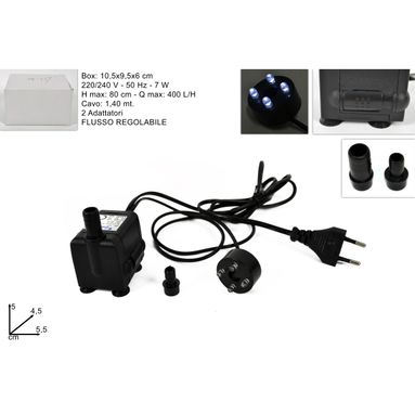 POMPA SOMMERSA 7W FLUSSO REGOLABILE A LED