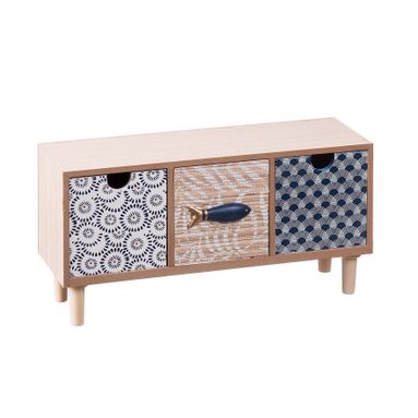 MOBILETTO DECORATICO 33X11XH16CM IN MDF CON 3 CASS