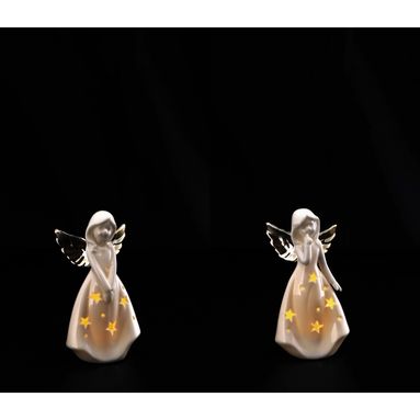 ANGELO LED H15CM BIANCO E ORO/ARGENTO..