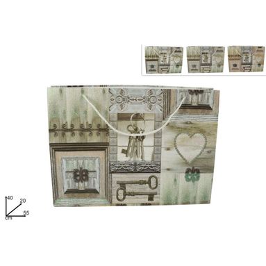 BUSTA REGALO CHIAVI VINTAGE 55X40X20CM 3COL.