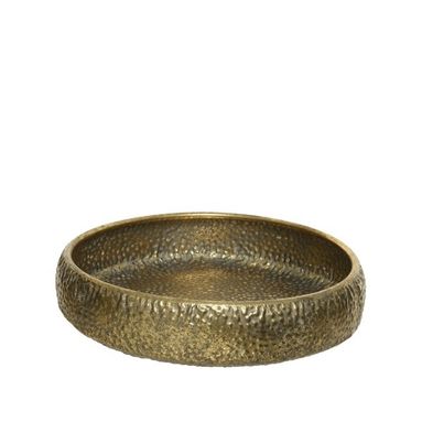 VASSOIO IN METALLO INVECCHIATO D.39XH9CM ORO MARTE