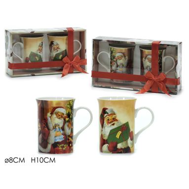 SE 2 TAZZE BABBO NATALE D.8XH10CM.