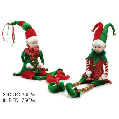 ELFO SEDUTO 38CM ROSSO / VERDE IN 2 MODELLI.