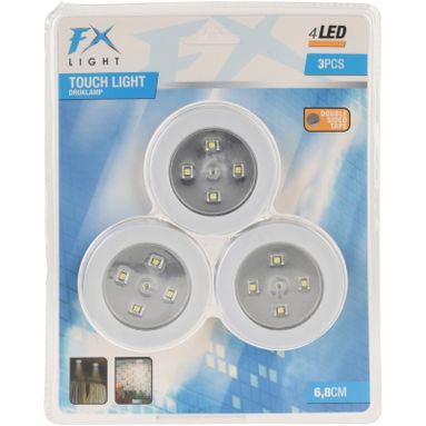 SET 3 LAMPADE D.7CM CON 4 LED AD ACCENSIONE A PRES