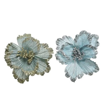 FIORE AZZURRO/BLU 27CM CON PETALI GLITTERATI
