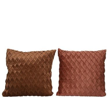 CUSCINO POLI SCAMOSCIATO TERRA/RUGGINE DECO TRECCI
