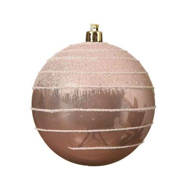 SFERA NATALIZIA SMALTATA ROSA CIPRIA H8CM GLITTER