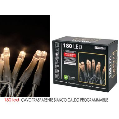 180 LED BIANCO CALDO FILO TRASPARENTE