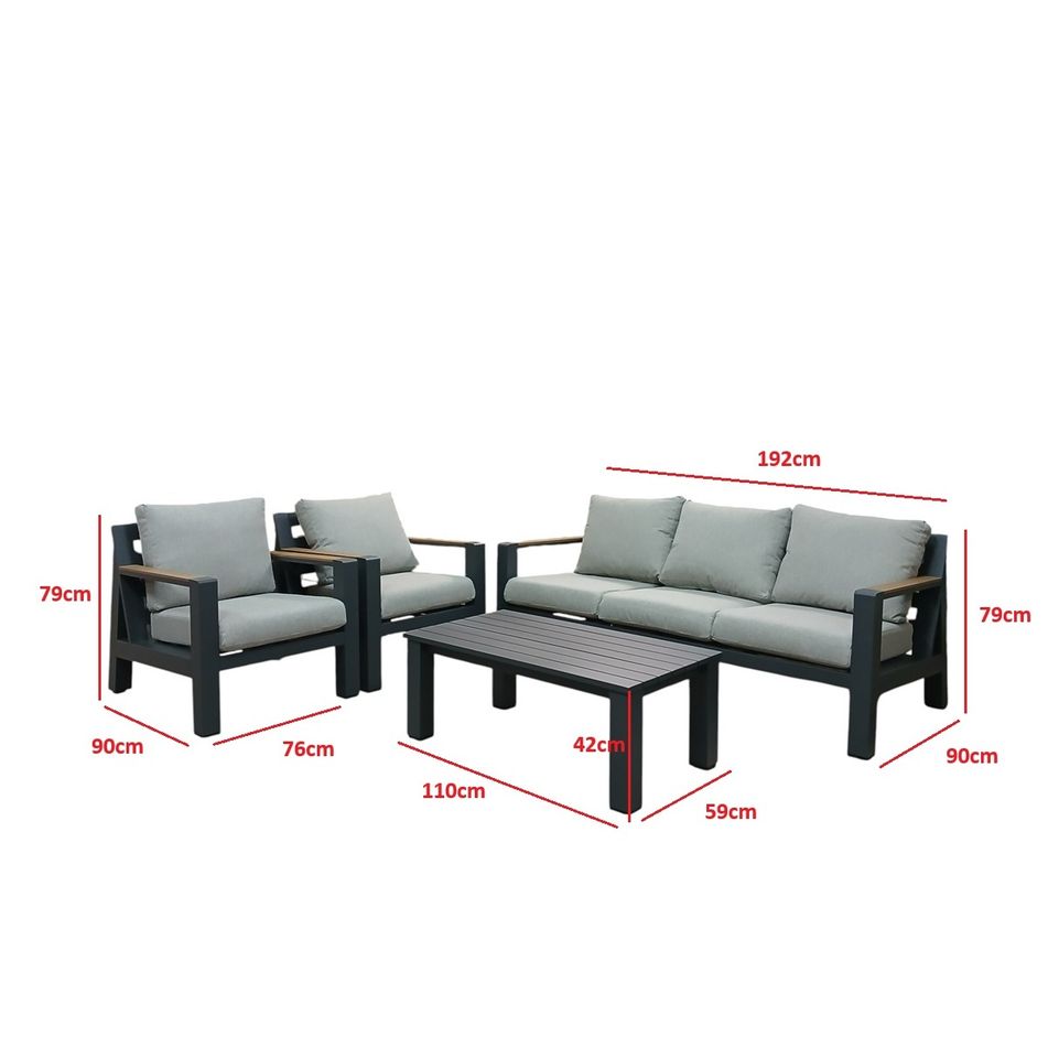 set-salotto-kristian-con-divano-3-posti-2-poltrone-e-tavolo-basso-in-alluminio-nero-con-braccioli-effetto-legno-e-cuscini-grigi