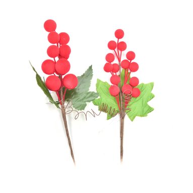 BACCHE ROSSE 18CM FLOCCATO.