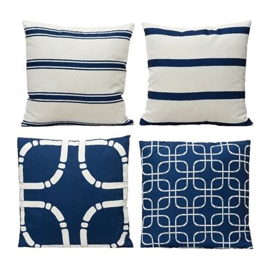 CUSCINO LINE 45X45CM BIANCO / BLU PER ESTERNO.