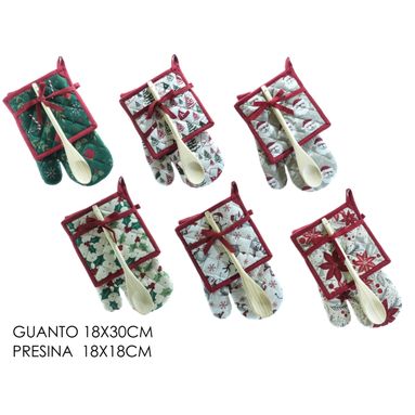 SET GUANTO E PRESINA CON CUCCHIAIO IN LEGNO.
