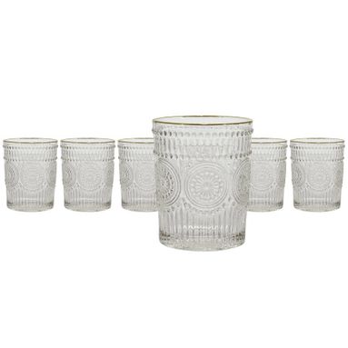 SET 6 BICCHIERI CESAREO 30CL IN VETRO BORDATI ORO