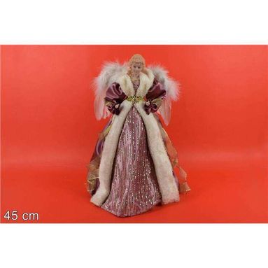 PUNTALE ANGELO 45CM ABITO ROSA.