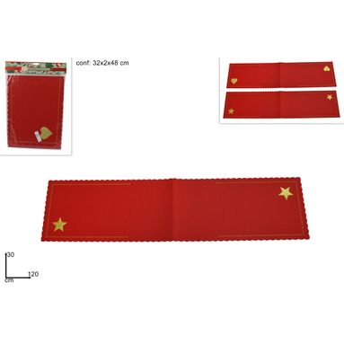 RUNNER CENTROTAVOLA FELTRO 120X30 RO SSO DEC ORO.