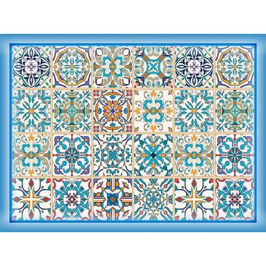 TOVAGLIETTA VINILE 33X45CM DAMASCATA AZZURRA