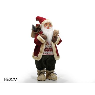 BABBO CON SACCO E REGALO H60CM ROSSO