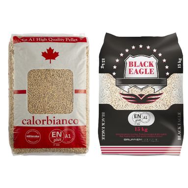 PELLET DI LEGNA CALORBIANCO/BLACK EAGLE 100% NATURALE 15KG.