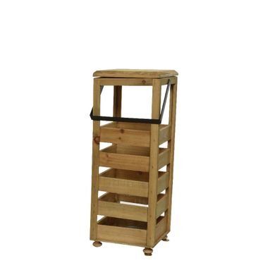 LANTERNA MODERNA IN ABETE MARRONE 19X19XH49CM.