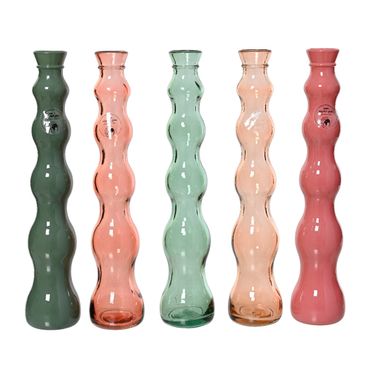 VASO IN VETRO D.7XH32CM 5 COLORI ASS.