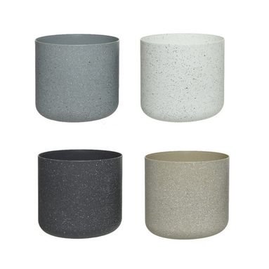 VASO TONDO D.15XH16CM IN PLASTICA BEIGE/GRIGIO/BIA