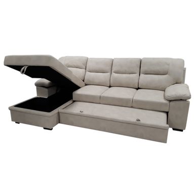 DIVANO LETTO SILVIO SX 290X160XH100CM BEIGE NABUK