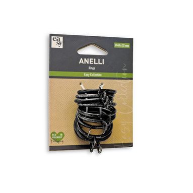 SET 10 ANELLI EASY D.40X32MM NERO-ARGENTO