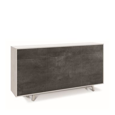 MOBILE 3 ANTE 3 CASSETTI KIT 164X41XH92CM STRUTTURA OSSIDO BIANCO FRONTALE OSSIDO NERO
