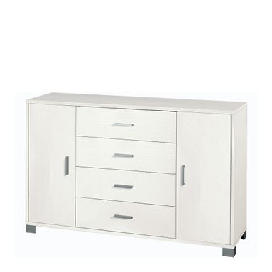 MOBILE 2 ANTE 4 CASSETTI KIT 136X41XH86CM STRUTTURA BIANCO FIAMMATO FRONTALE BIANCO FIAMMATO