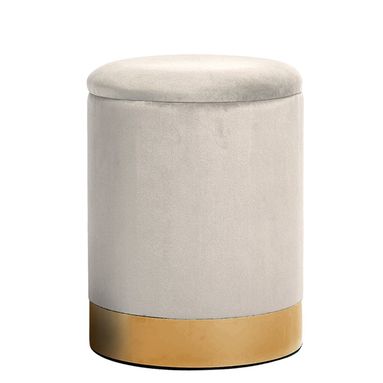 POUF CONTENITORE CM.38X45H IN VELLUTO SABBIA CON B