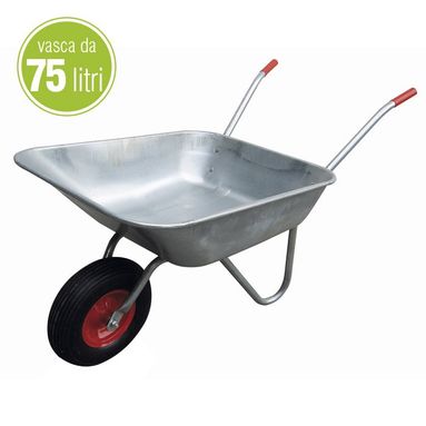 CARRIOLA IN ACCIAIO ZINCATO 75L CON PORTATA 100KG