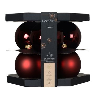 SFERE NATALIZIE 10CM BORDEAUX 6PZ IN VETRO..