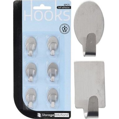 SET 6 GANCI ADESIVI IN ACCIAIO INOX IN 2 FORME