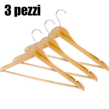 SET 3 GRUCCE IN LEGNO NATURALE CM. 44,5X1,2